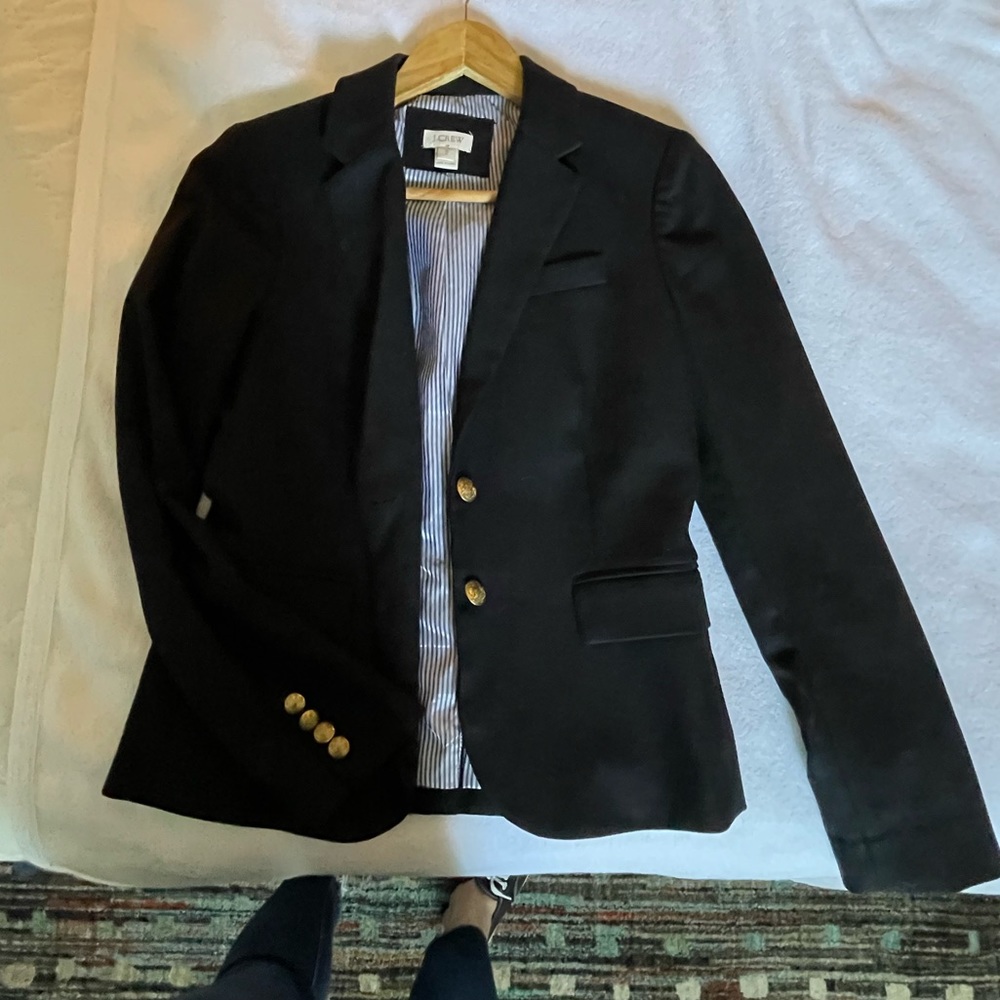 J Crew Schoolboy Blazer in Black Wool Blend (2)